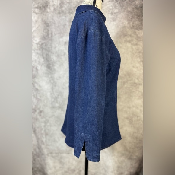 Reality USA Denim Casual Trendy Leather Lace-Up Top Size Large - Picture 3 of 12